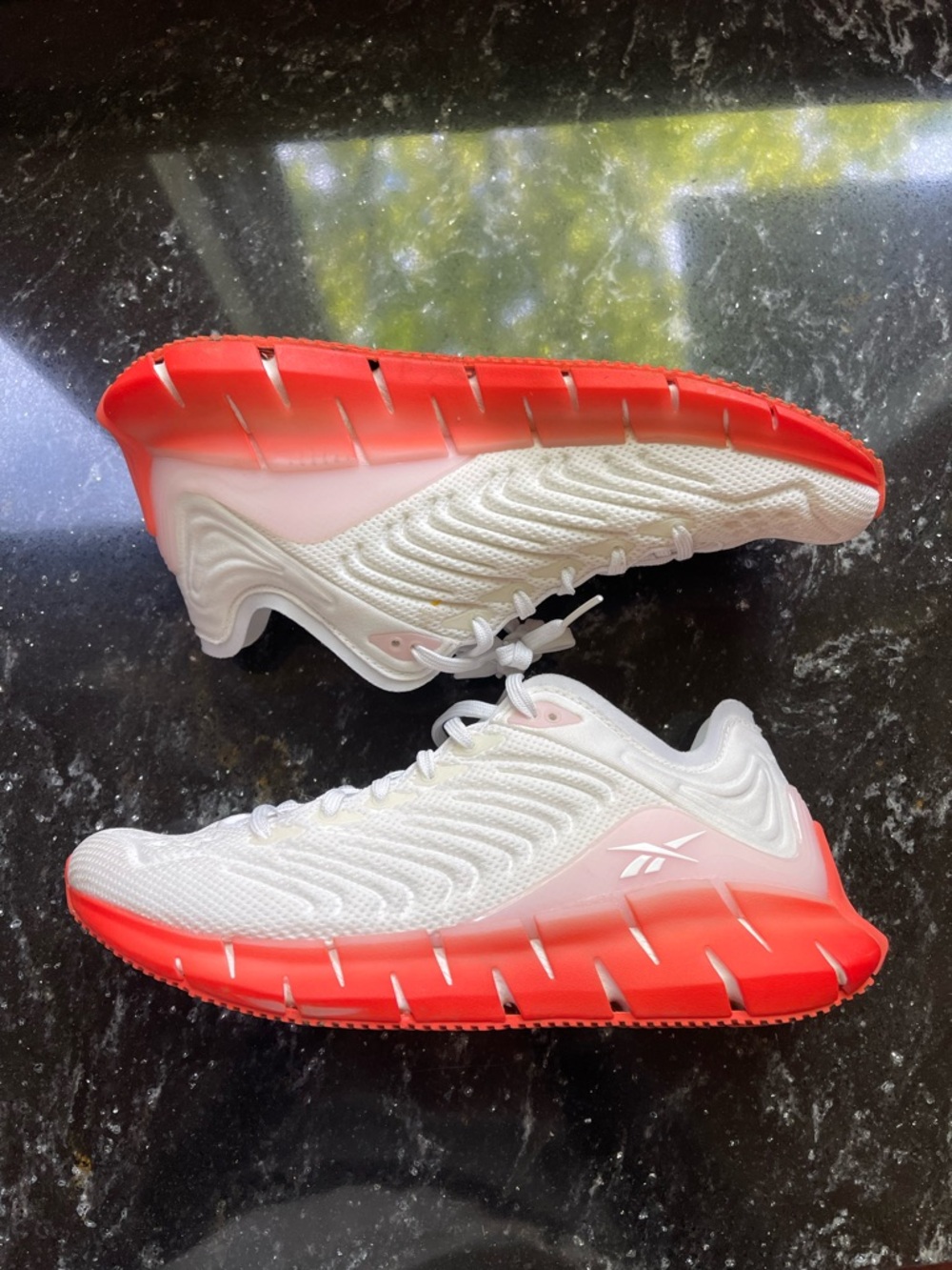 Reebok White and Orange Gradient Athletic Sneakers